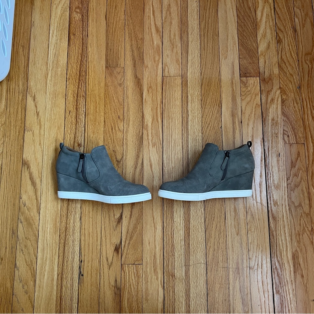 Gray Wedge Ankle Boots